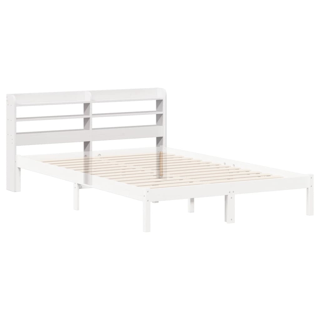 sengegavl med hylder 120 cm massivt fyrretræ hvid