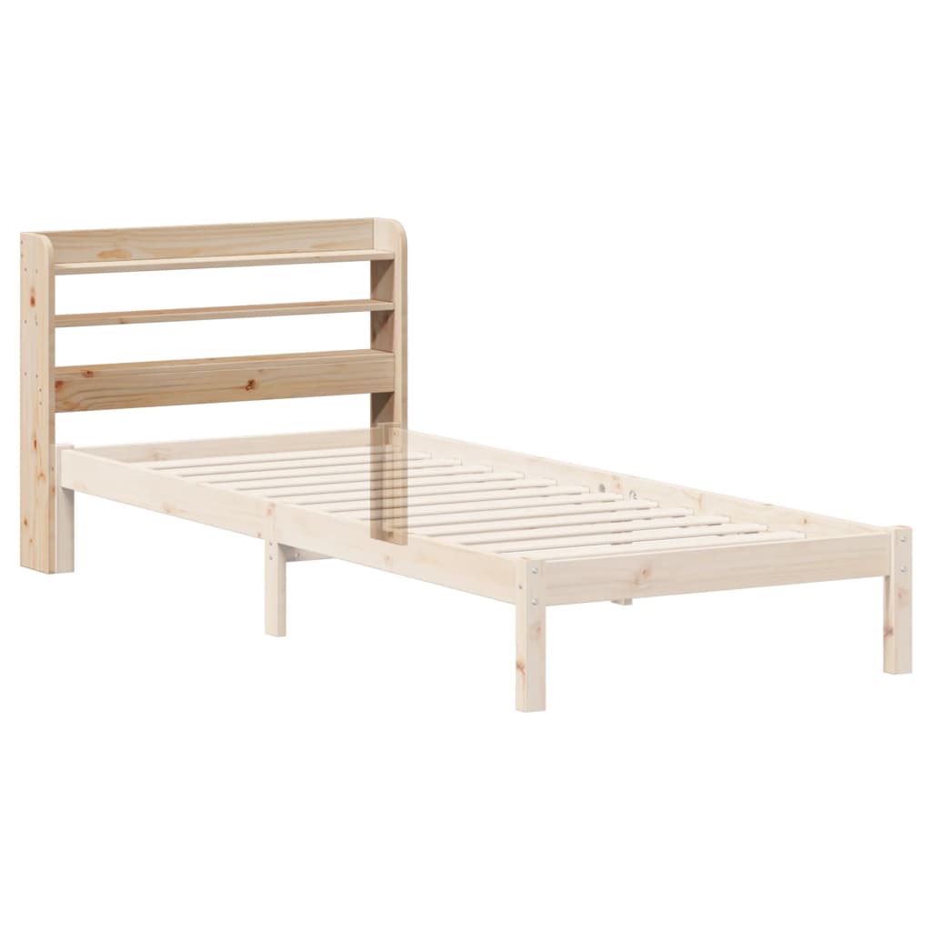 sengegavl med hylder 75 cm massivt fyrretræ hvid