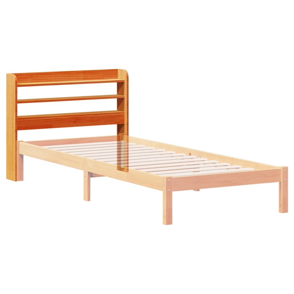 sengegavl med hylder 75 cm massivt fyrretræ gyldenbrun