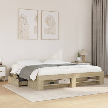 sengeramme uden madras 200x200 cm konstrueret træ sonoma-eg