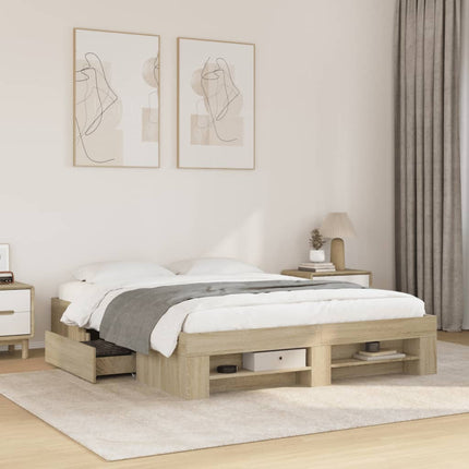 sengeramme 160x200 cm uden madras konstrueret træ sonoma-eg