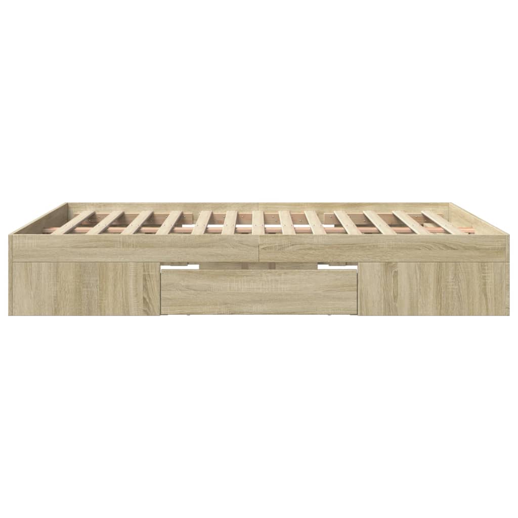 sengeramme 150x200 cm uden madras konstrueret træ sonoma-eg