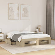 sengeramme 150x200 cm uden madras konstrueret træ sonoma-eg