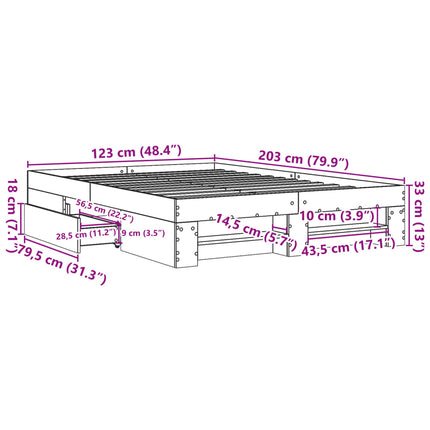 sengestel 120x200 cm konstrueret træ betongrå