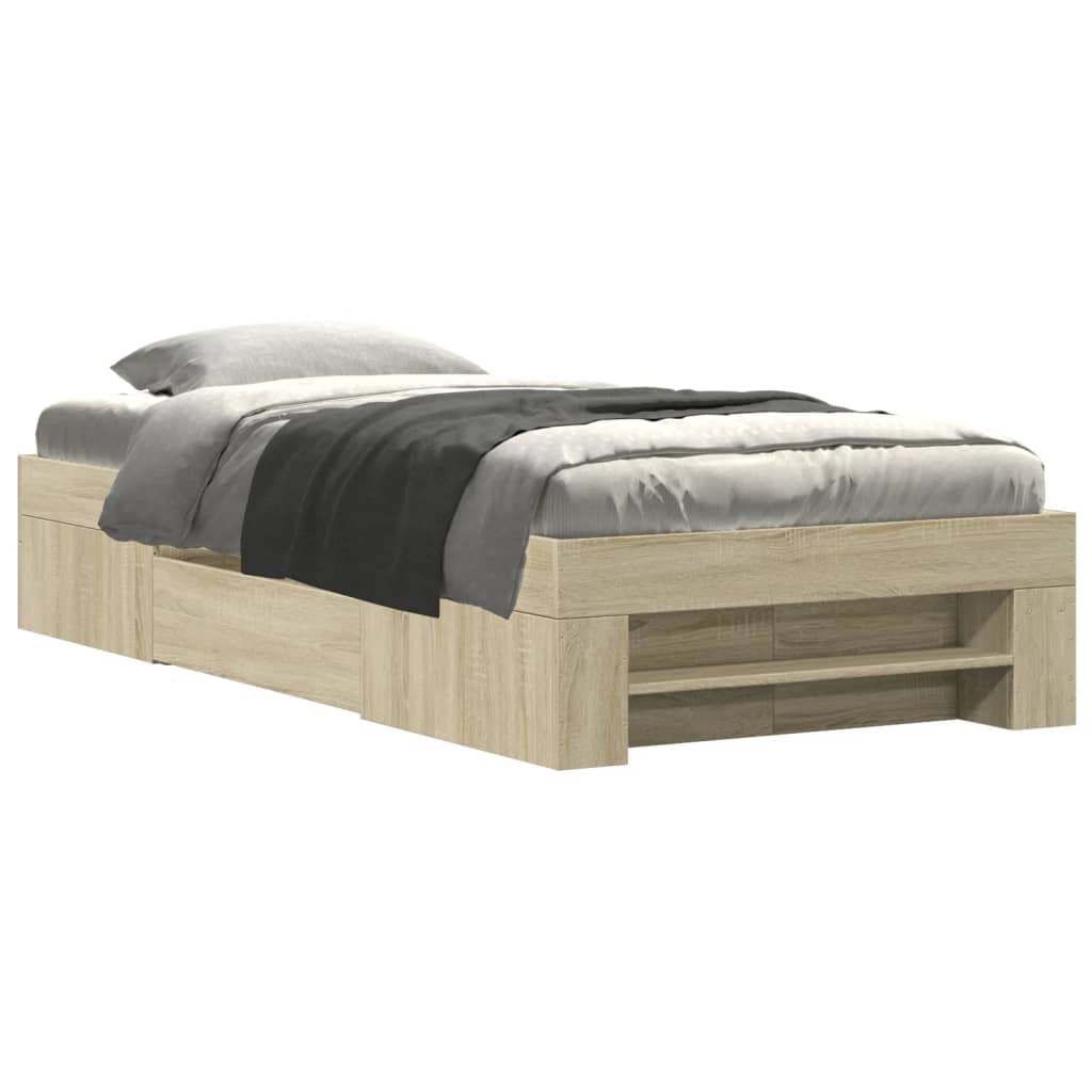 sengeramme 100x200 cm uden madras konstrueret træ sonoma-eg