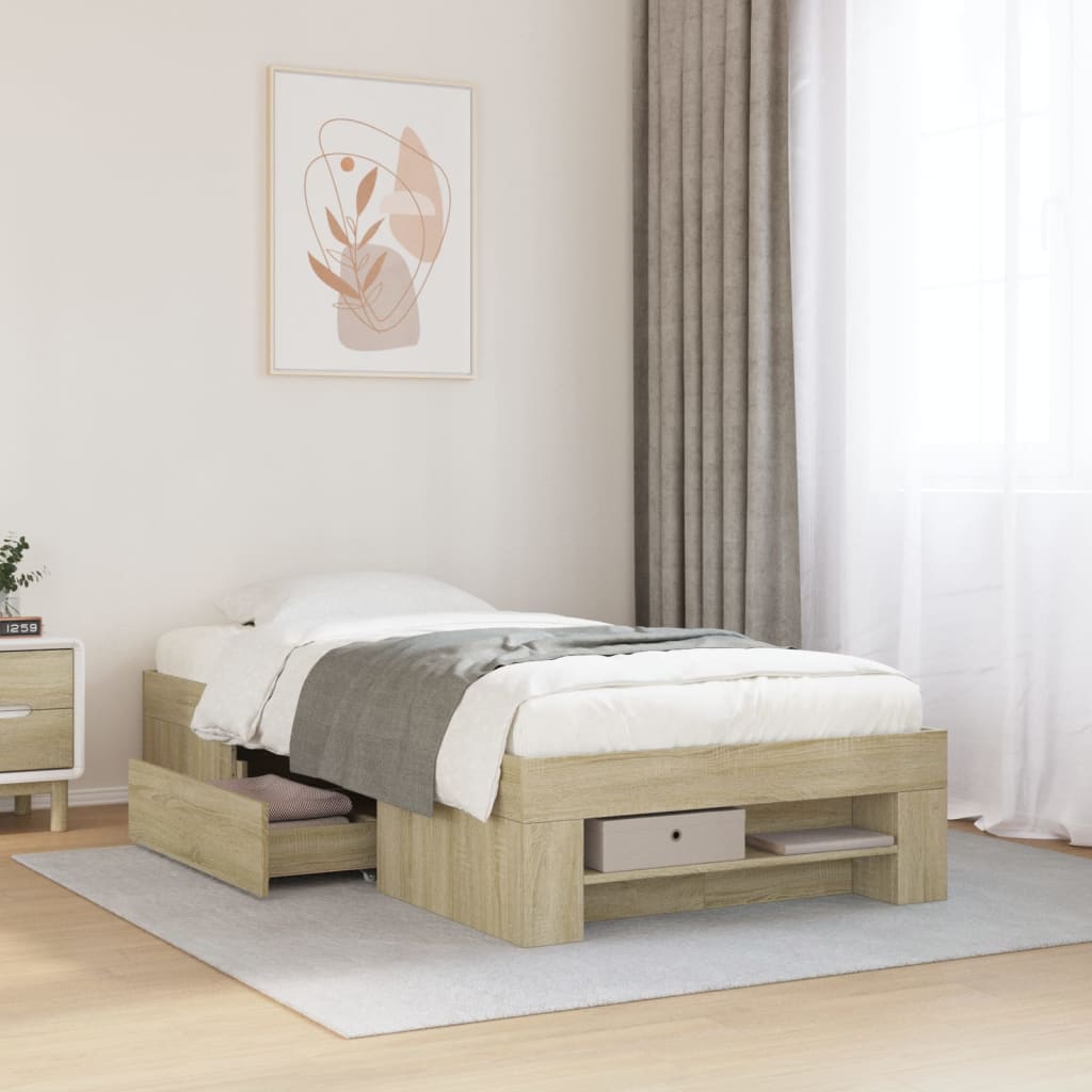 sengeramme 100x200 cm uden madras konstrueret træ sonoma-eg