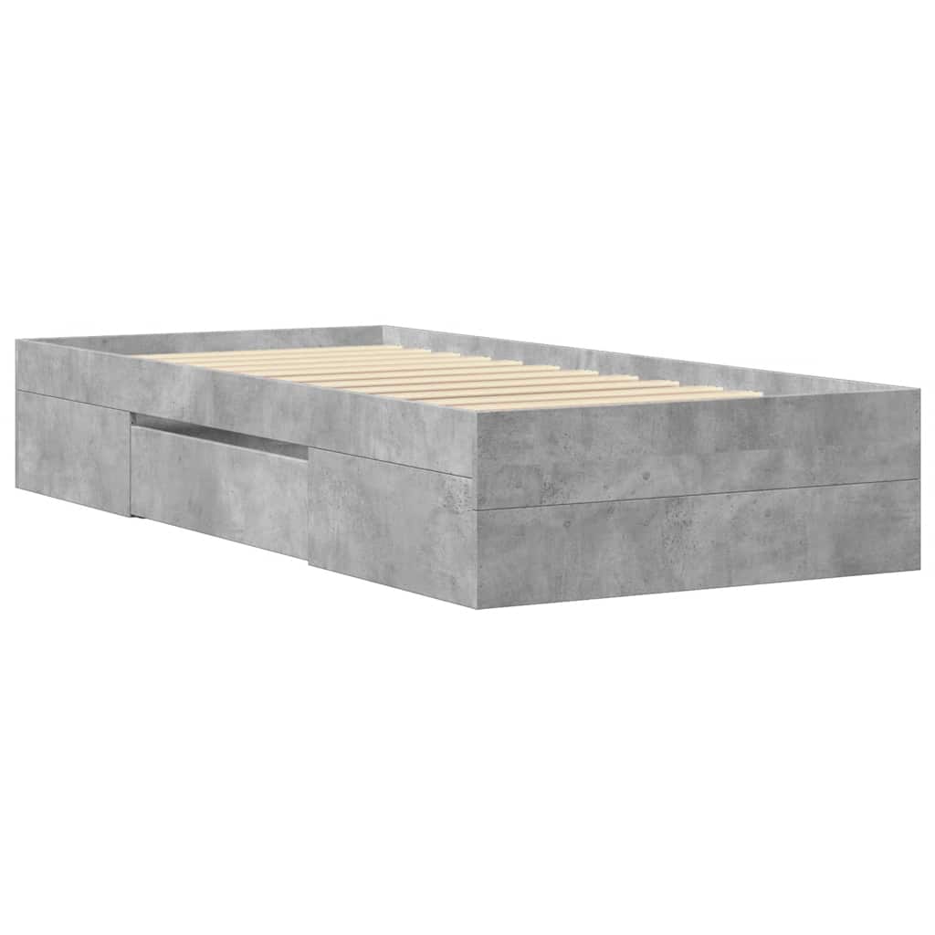 sengeramme 100x200 cm konstrueret træ betongrå
