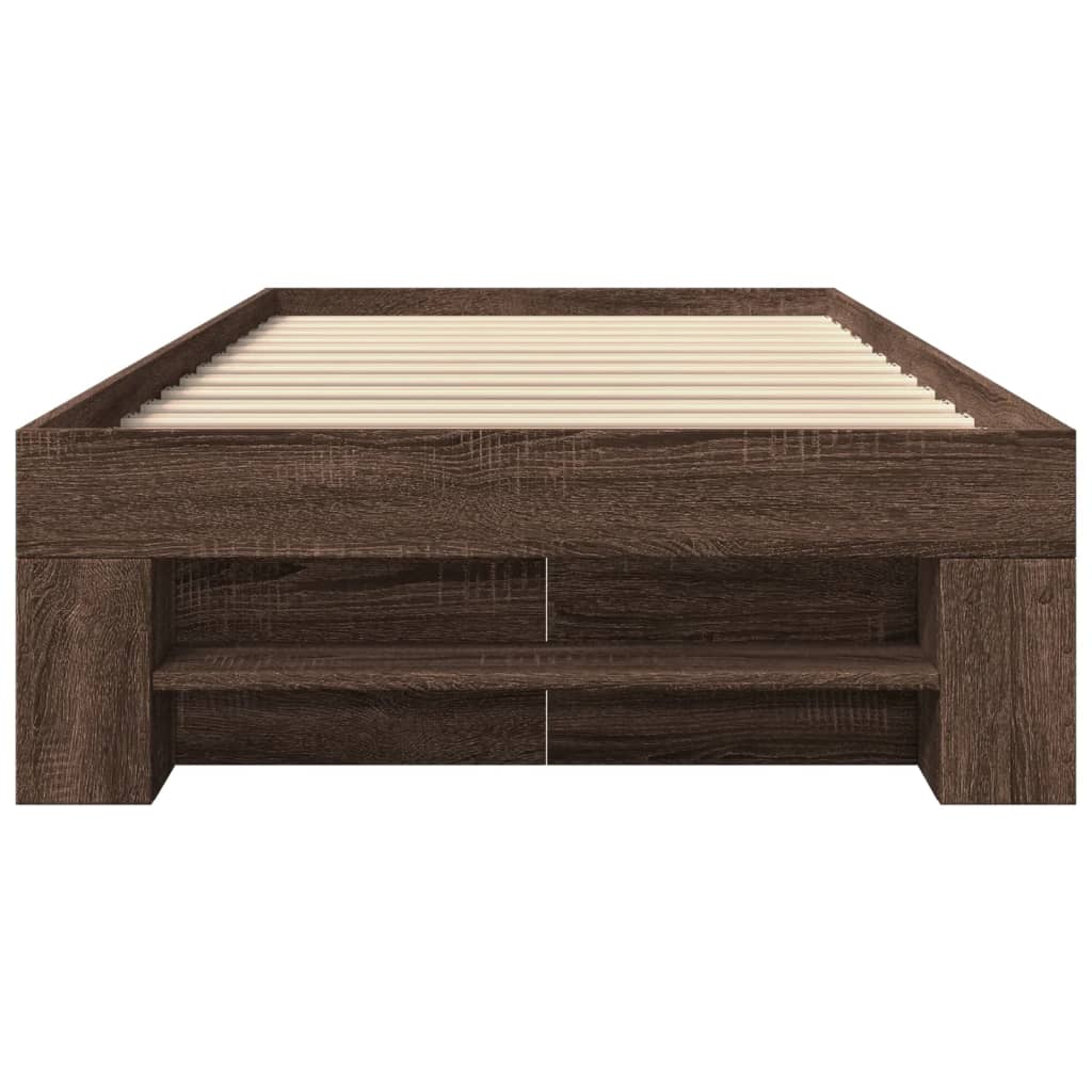 sengeramme 100x200 cm uden madras konstrueret træ brunt eg