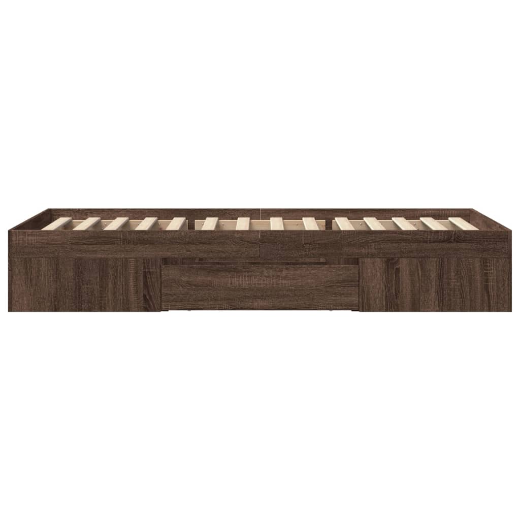 sengeramme 100x200 cm uden madras konstrueret træ brunt eg