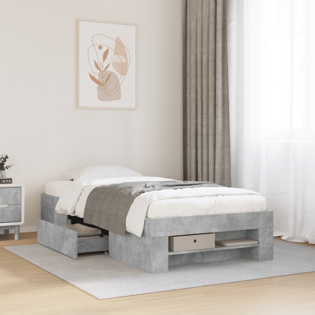 sengeramme 90x200 cm konstrueret træ betongrå