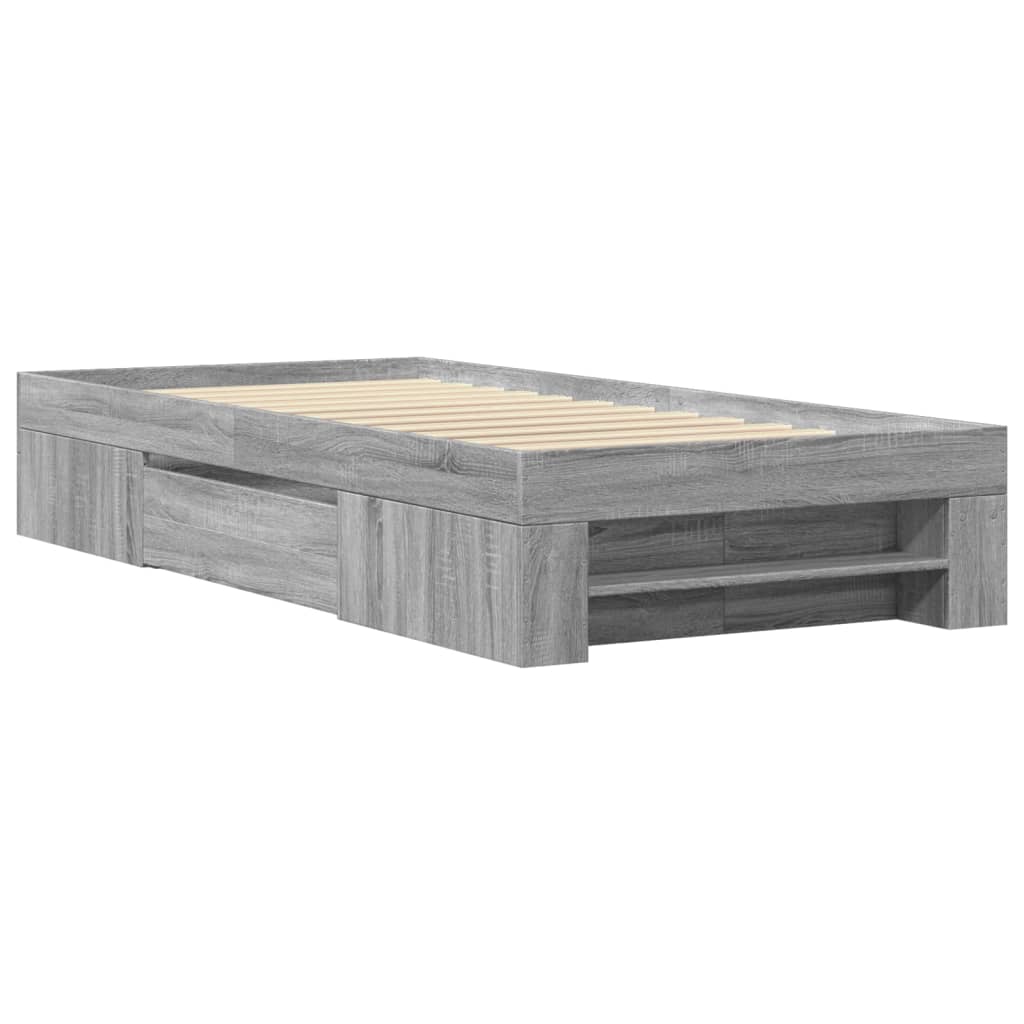 sengeramme 90x200 cm konstrueret træ grå sonoma-eg