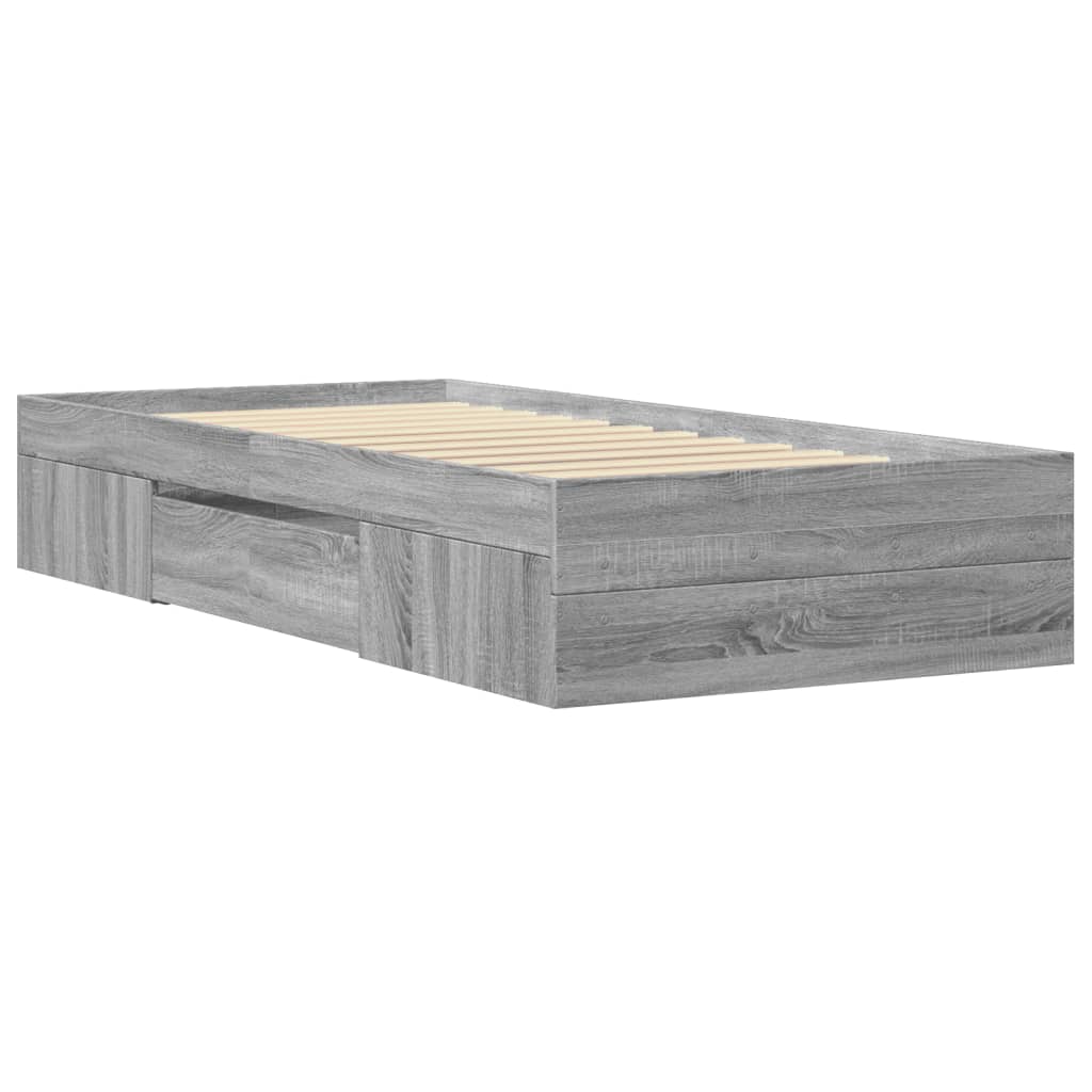 sengeramme 90x200 cm konstrueret træ grå sonoma-eg