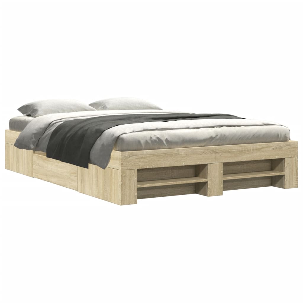 sengeramme 140x190 cm uden madras konstrueret træ sonoma-eg