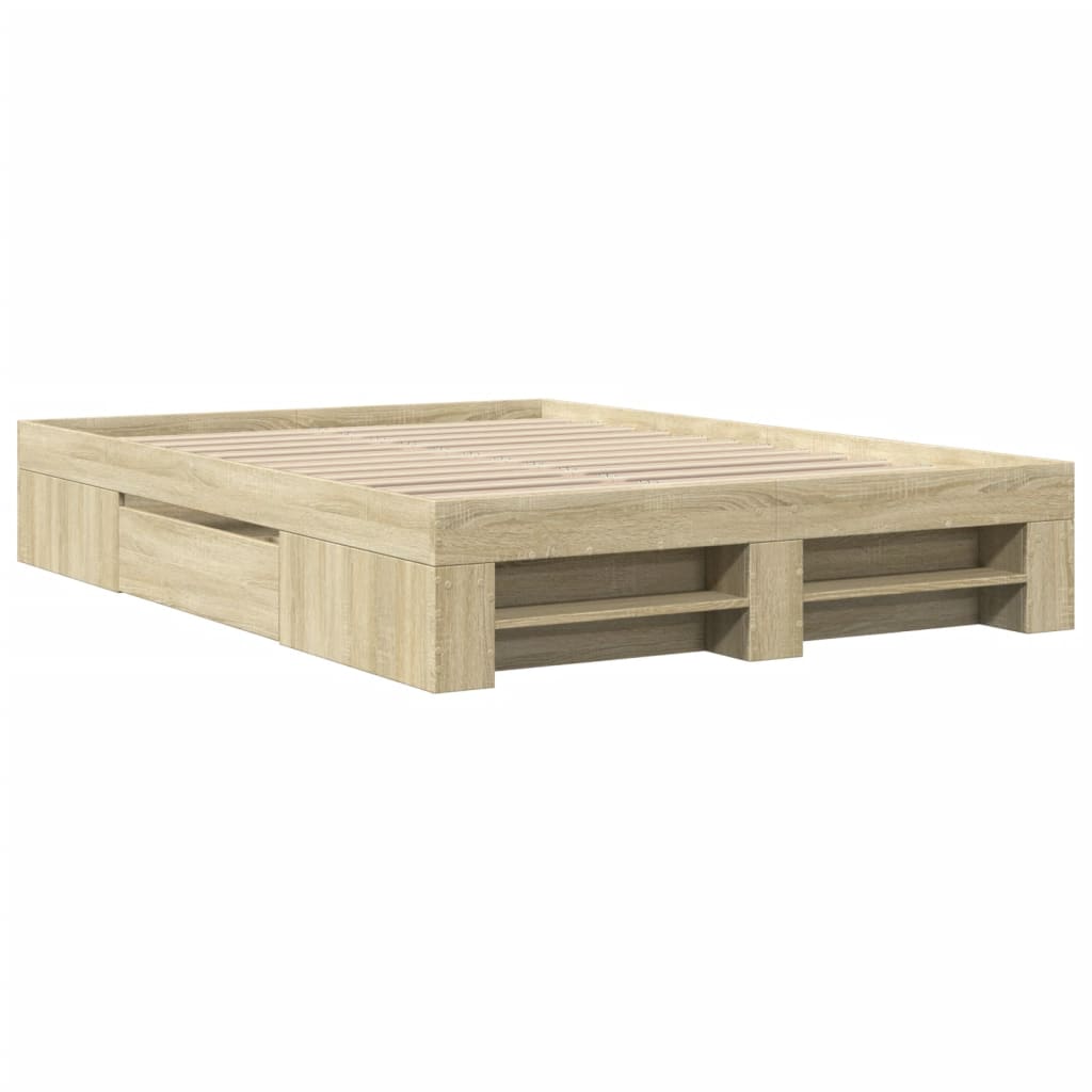 sengeramme 140x190 cm uden madras konstrueret træ sonoma-eg