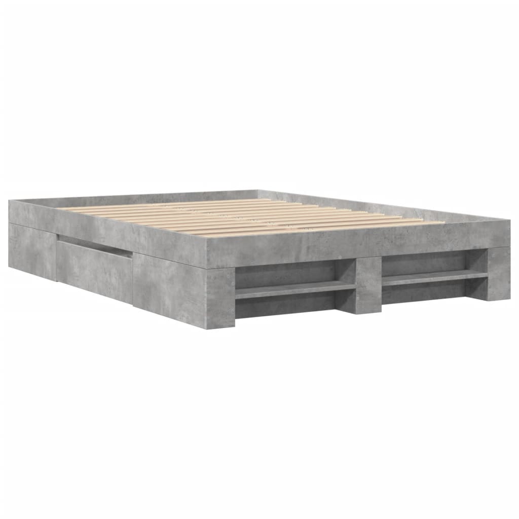 sengestel 140x190 cm konstrueret træ betongrå