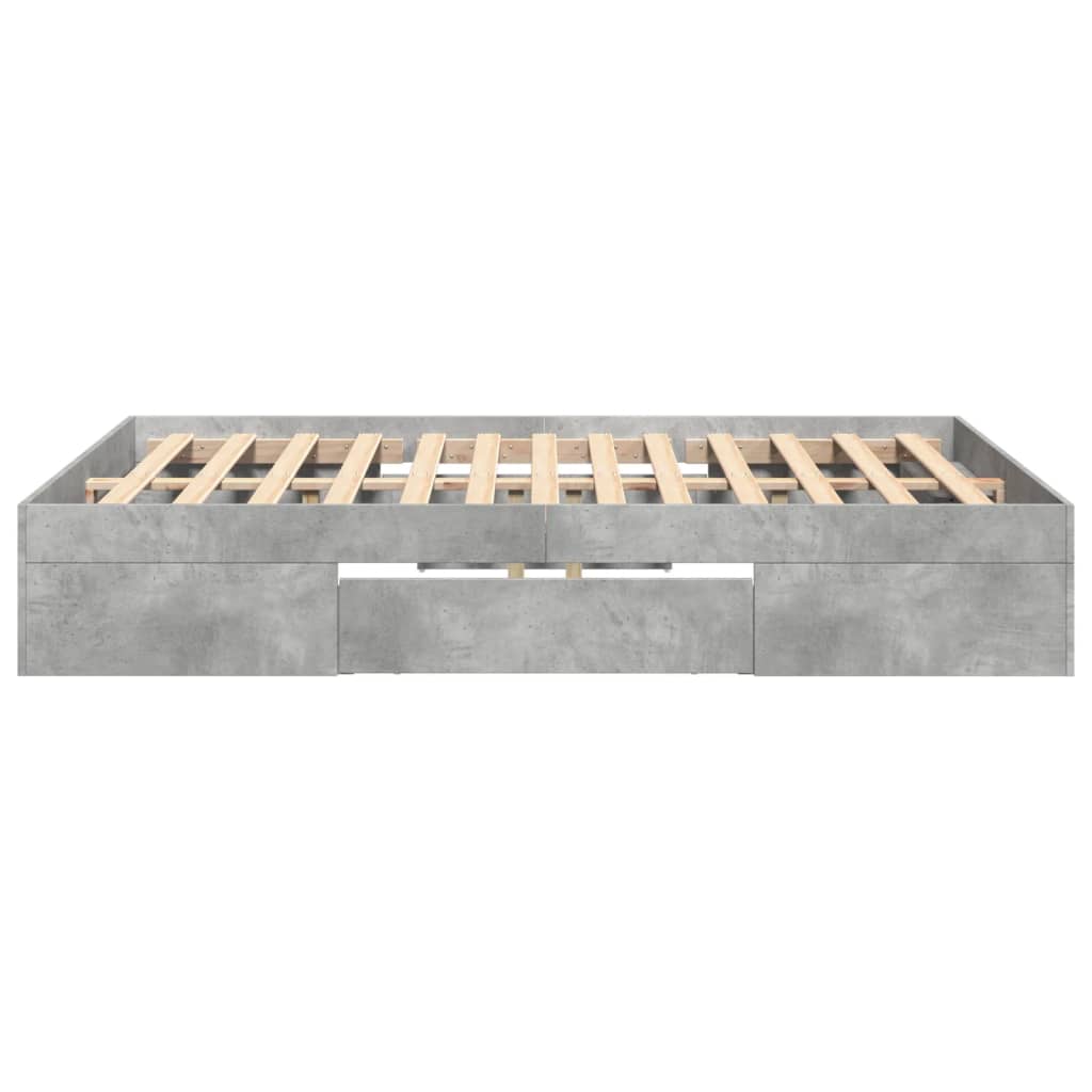 sengestel 140x190 cm konstrueret træ betongrå