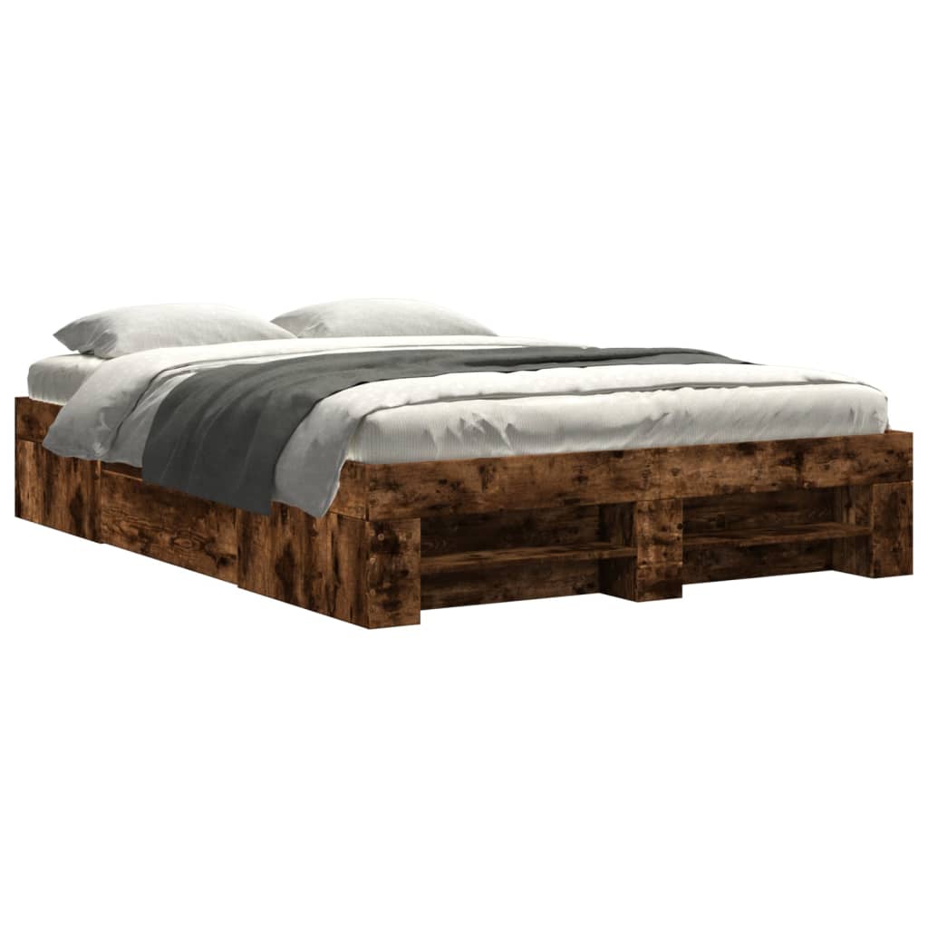 sengeramme 140x190 cm uden madras konstrueret træ røget eg