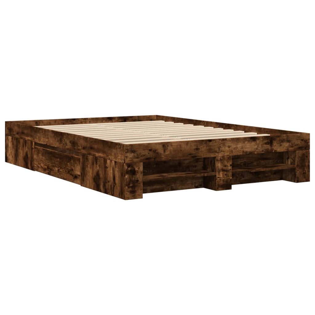 sengeramme 140x190 cm uden madras konstrueret træ røget eg