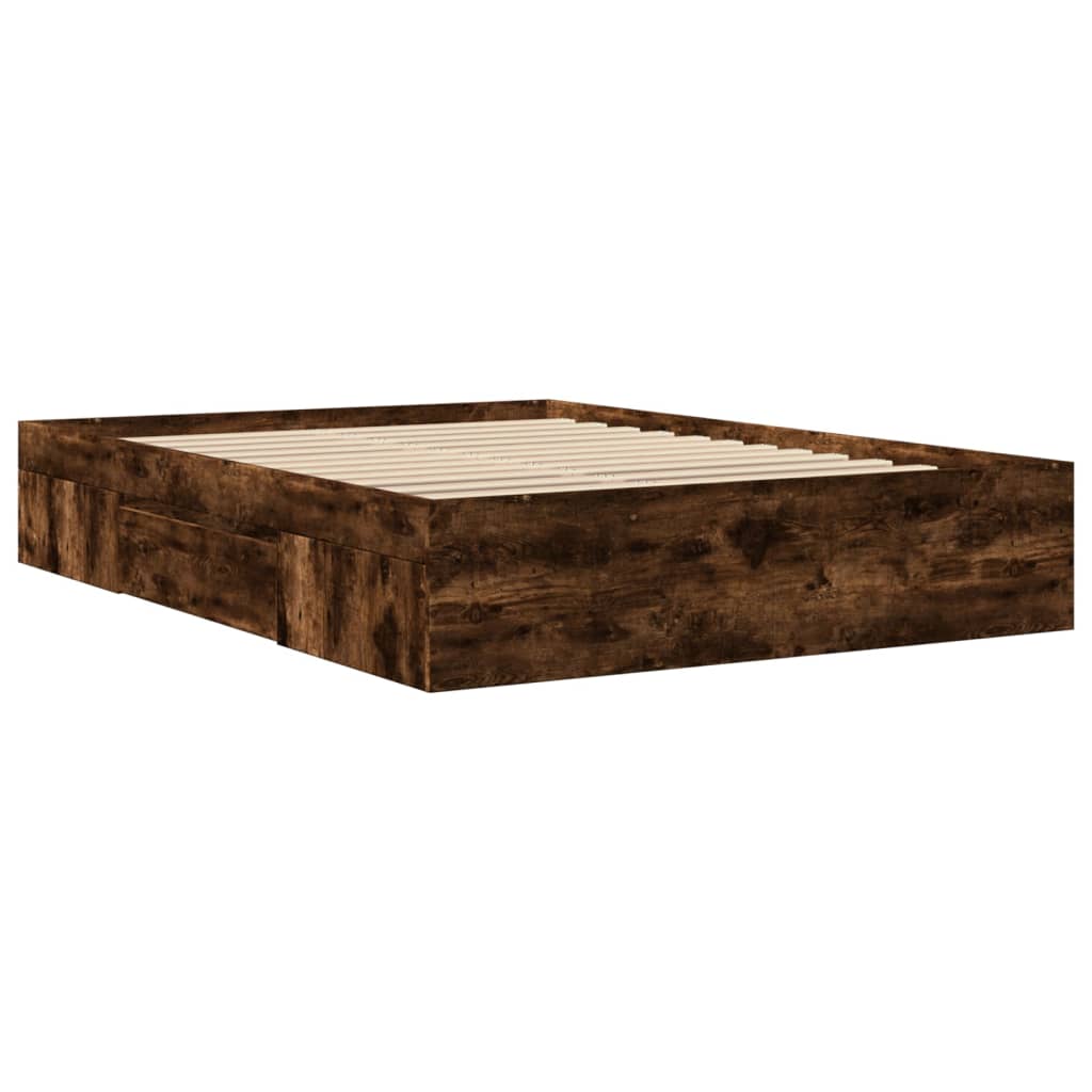 sengeramme 140x190 cm uden madras konstrueret træ røget eg