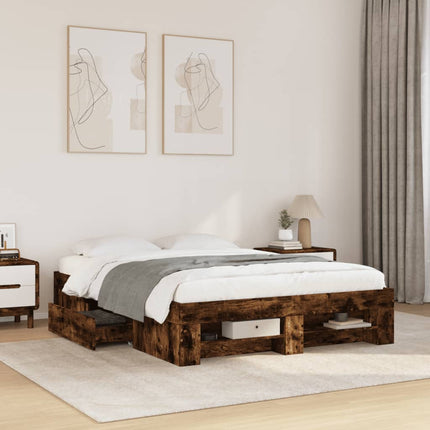 sengeramme 140x190 cm uden madras konstrueret træ røget eg