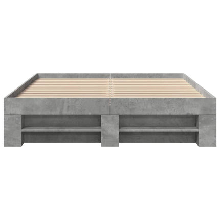 sengestel 135x190 cm konstrueret træ betongrå
