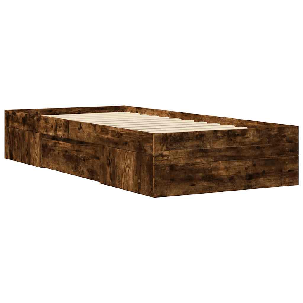 sengeramme 90x190 cm uden madras konstrueret træ røget eg