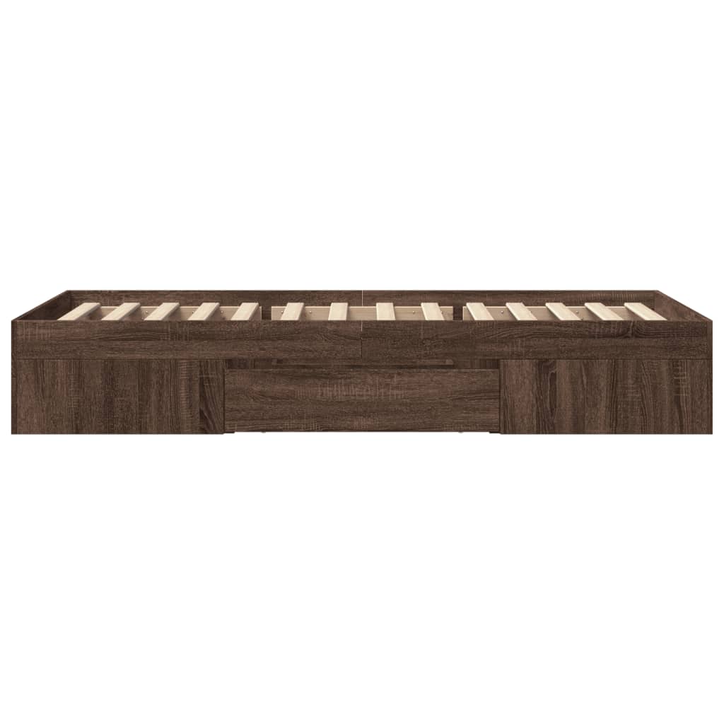 sengeramme 90x190 cm uden madras konstrueret træ brunt eg