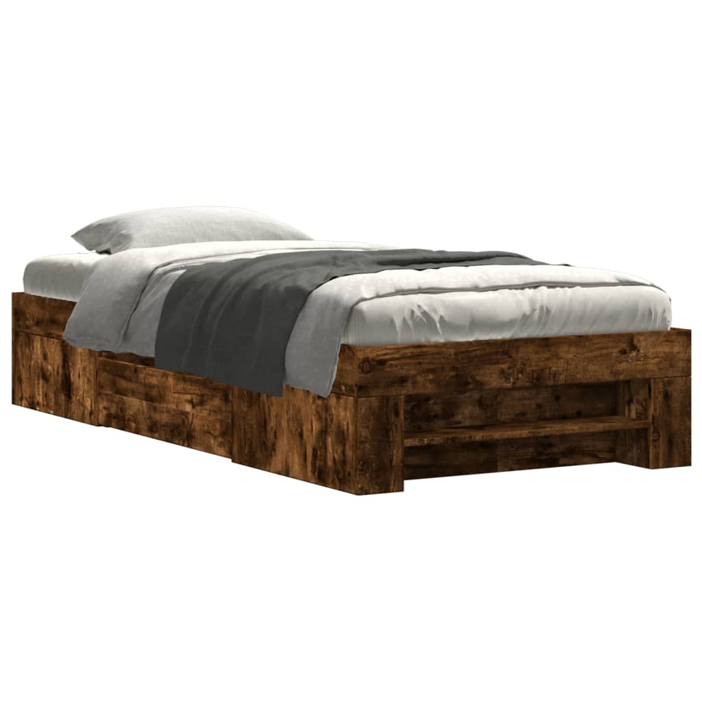 sengeramme 75x190 cm uden madras konstrueret træ røget eg