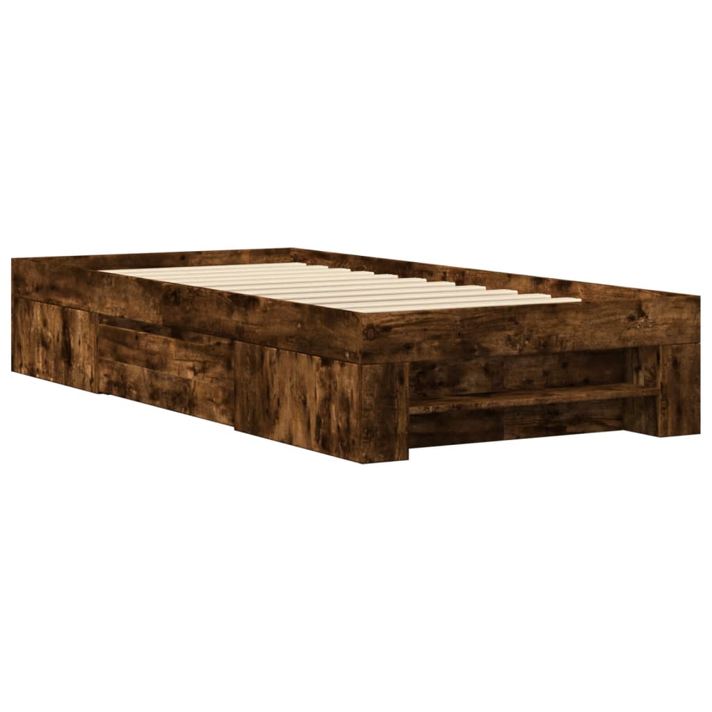 sengeramme 75x190 cm uden madras konstrueret træ røget eg