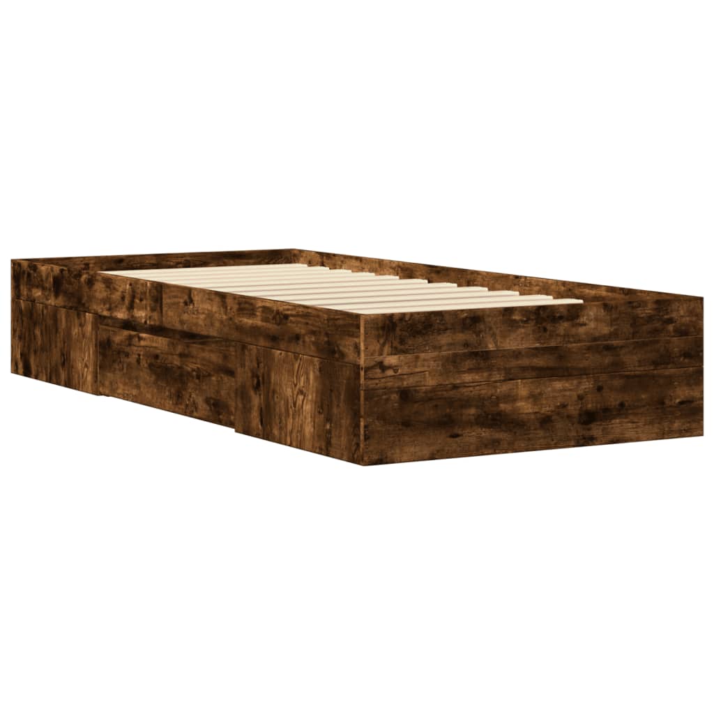 sengeramme 75x190 cm uden madras konstrueret træ røget eg