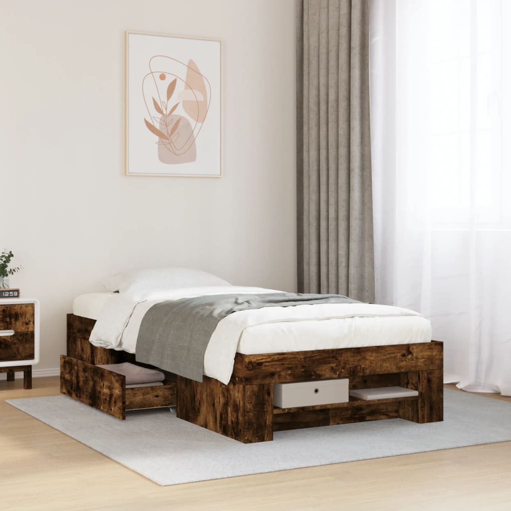 sengeramme 75x190 cm uden madras konstrueret træ røget eg