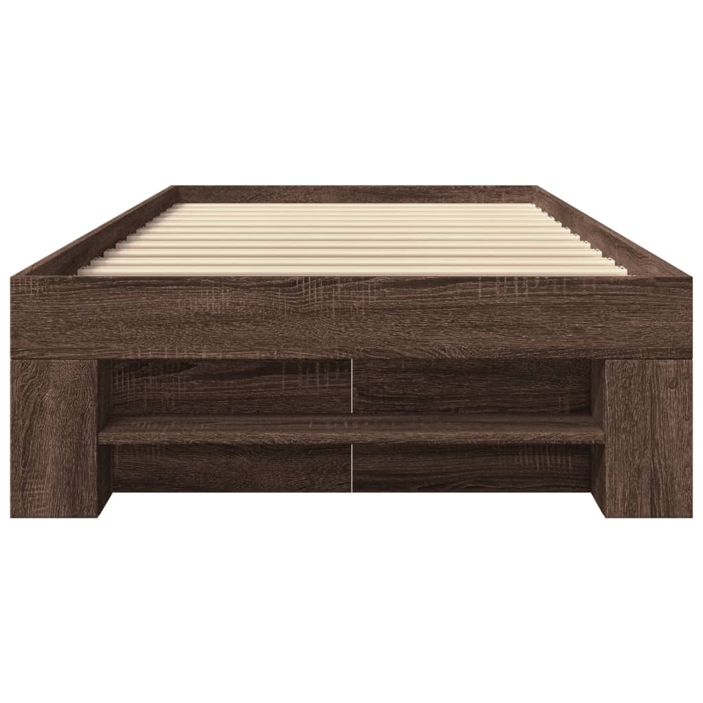 sengeramme 75x190 cm uden madras konstrueret træ brunt eg