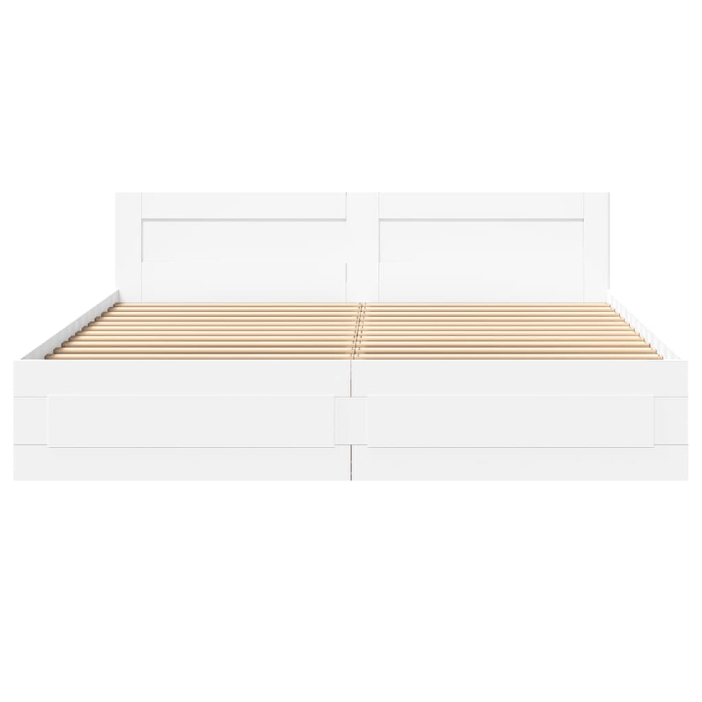 Sengeramme med hovedgærde uden madras Hvid 200x200 cm