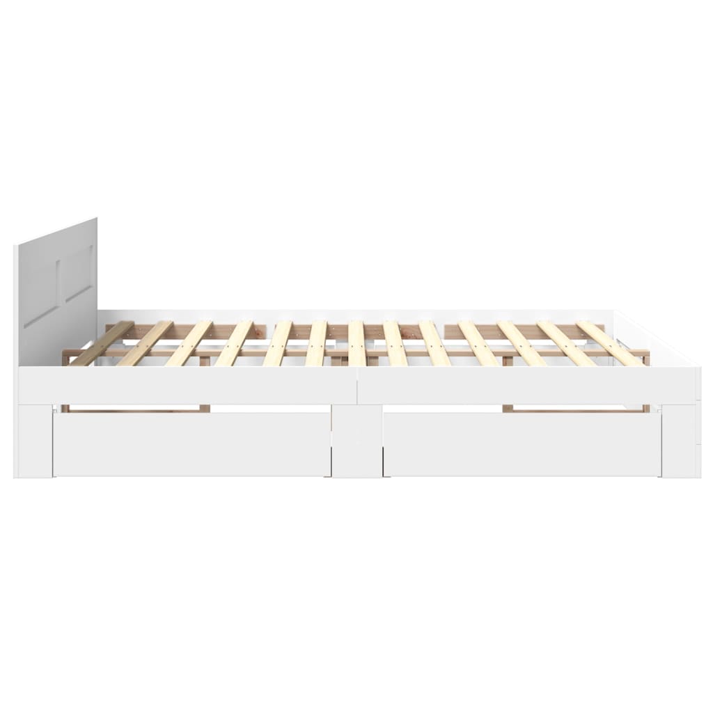 Sengeramme med hovedgærde uden madras Hvid 200x200 cm