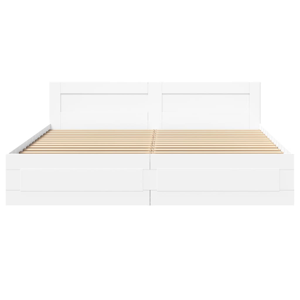 Sengeramme med hovedgærde uden madras Hvid 180x200 cm