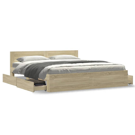 sengeramme med sengegavl 180x200 cm konstrueret træ sonoma-eg