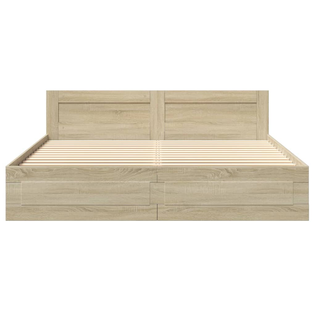 sengeramme med sengegavl 180x200 cm konstrueret træ sonoma-eg