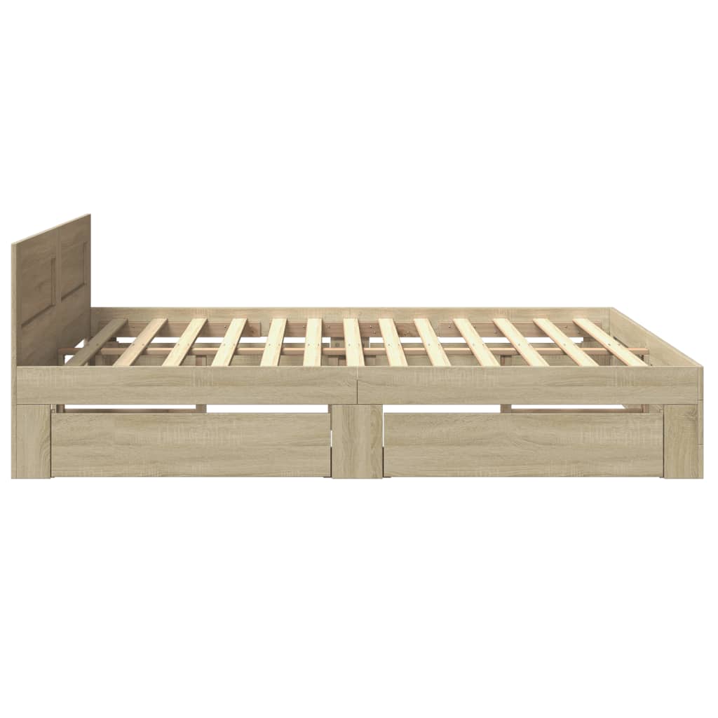 sengeramme med sengegavl 180x200 cm konstrueret træ sonoma-eg