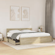 sengeramme med sengegavl 180x200 cm konstrueret træ sonoma-eg