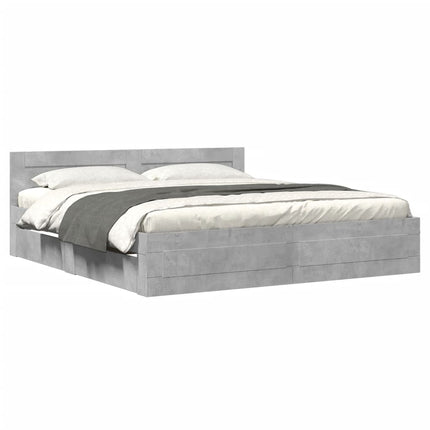 sengeramme med sengegavl 180x200 cm konstrueret træ betongrå