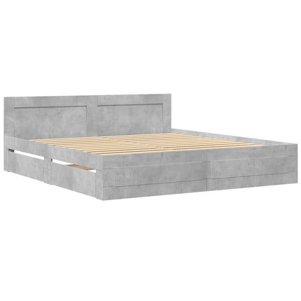 sengeramme med sengegavl 180x200 cm konstrueret træ betongrå