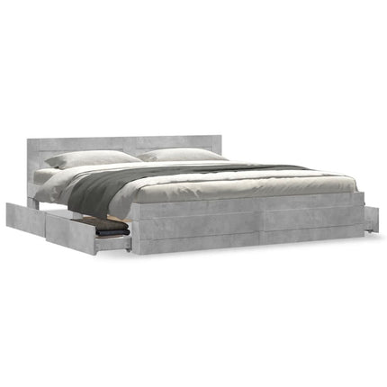 sengeramme med sengegavl 180x200 cm konstrueret træ betongrå