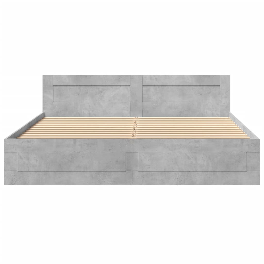 sengeramme med sengegavl 180x200 cm konstrueret træ betongrå