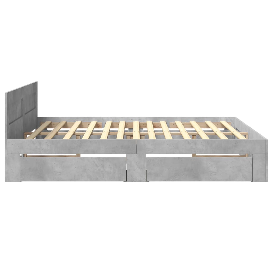 sengeramme med sengegavl 180x200 cm konstrueret træ betongrå