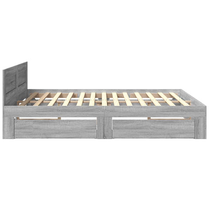 sengeramme med sengegavl 180x200 cm konstrueret træ grå sonoma