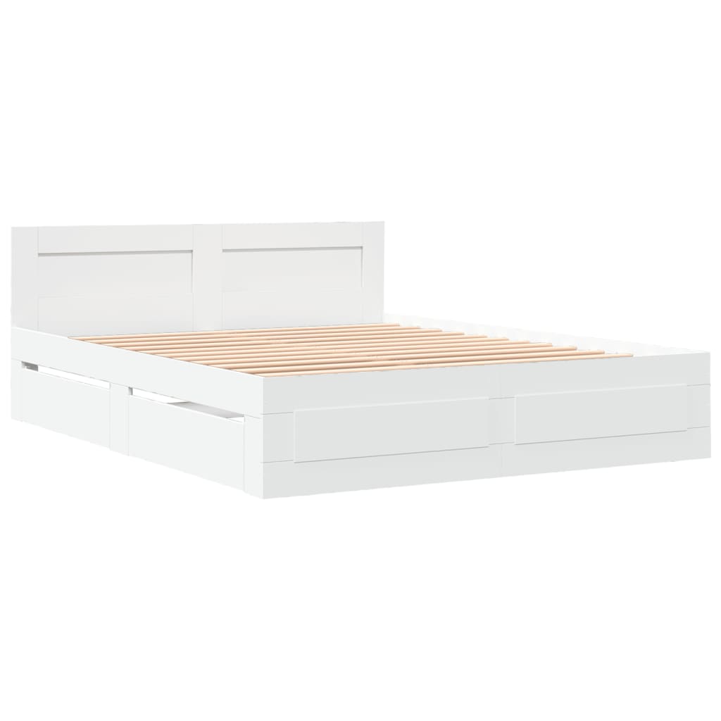 Sengeramme med hovedgærde uden madras Hvid 160x200 cm