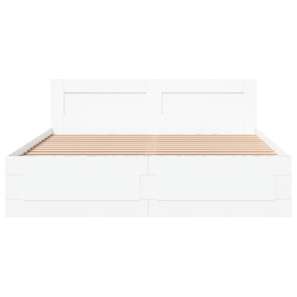 Sengeramme med hovedgærde uden madras Hvid 160x200 cm