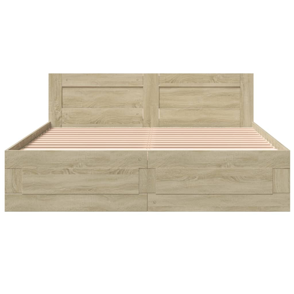 sengeramme med sengegavl 160x200 cm konstrueret træ sonoma-eg