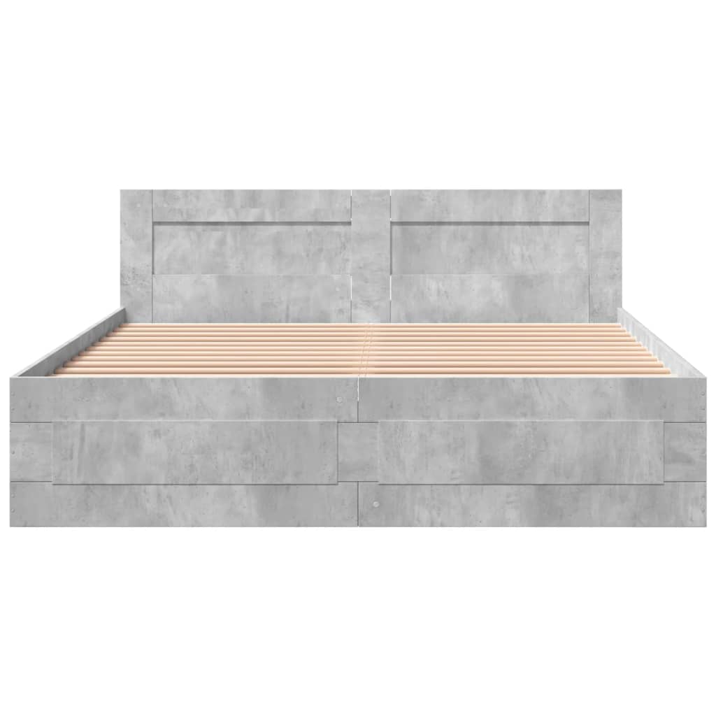 sengeramme med sengegavl 160x200 cm konstrueret træ betongrå