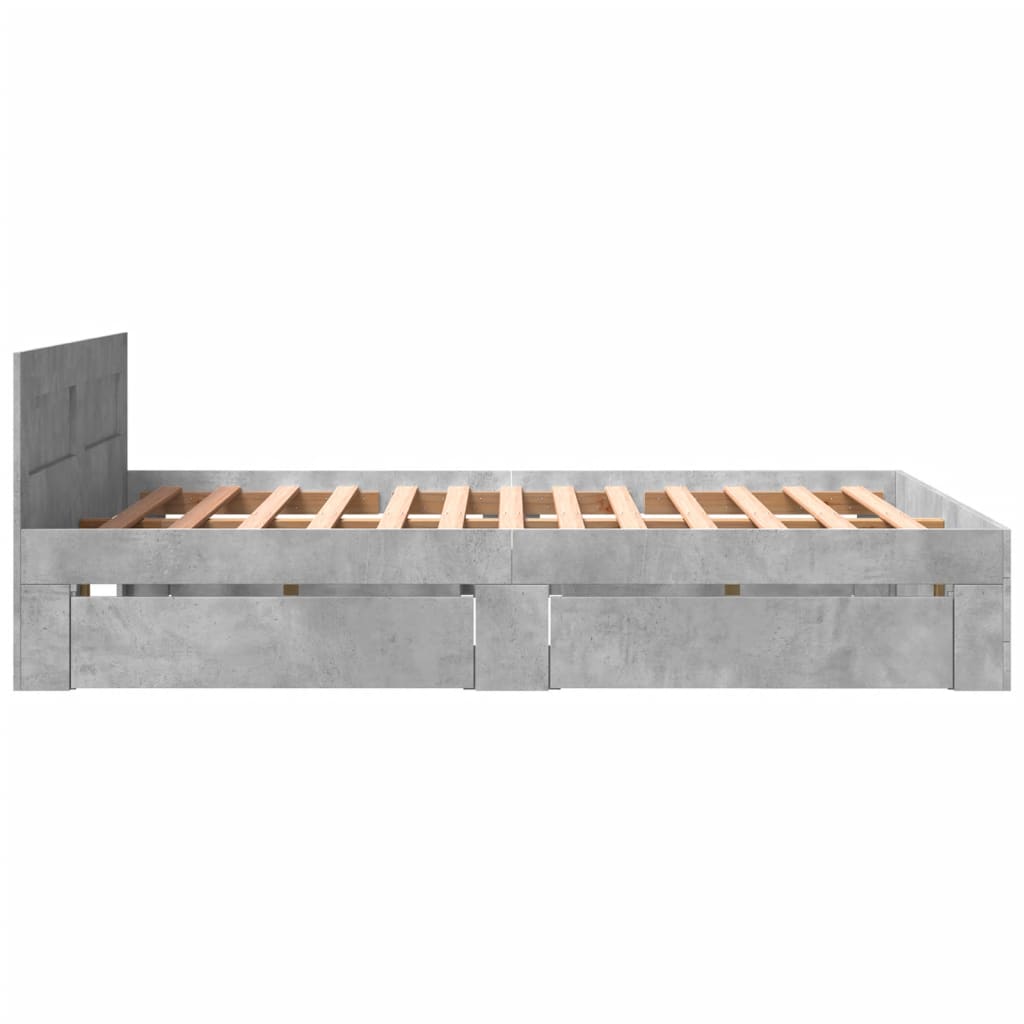 sengeramme med sengegavl 160x200 cm konstrueret træ betongrå